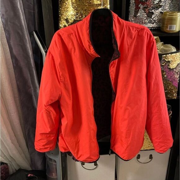 VS PINK teddy leopard zip up reversible jacket neon /animal print LARGE - Picture 5 of 9